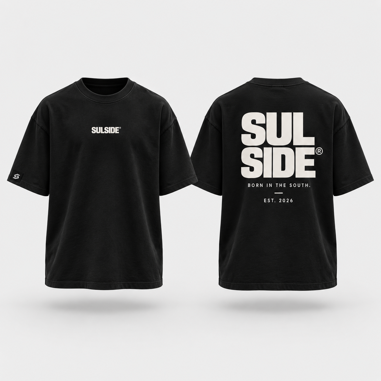 Mockup Oversized Stacked Preta, frente e costas
